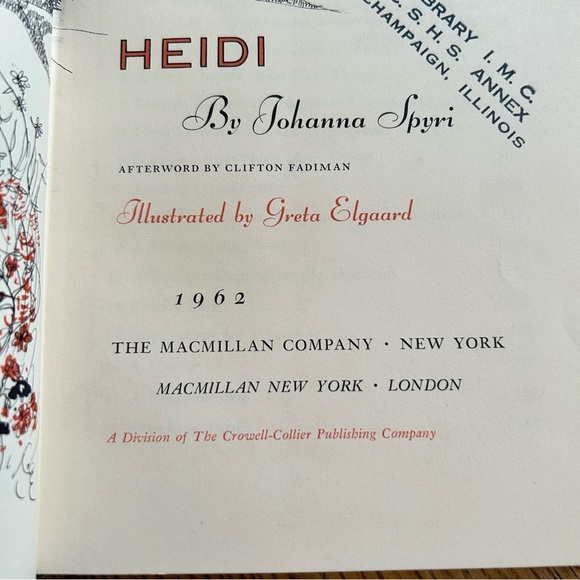 Heidi Johanna Spyri Greta Elgaard 1962 First Ex-Library Mylar Cover Hardcover DJ - Picture 4 of 15